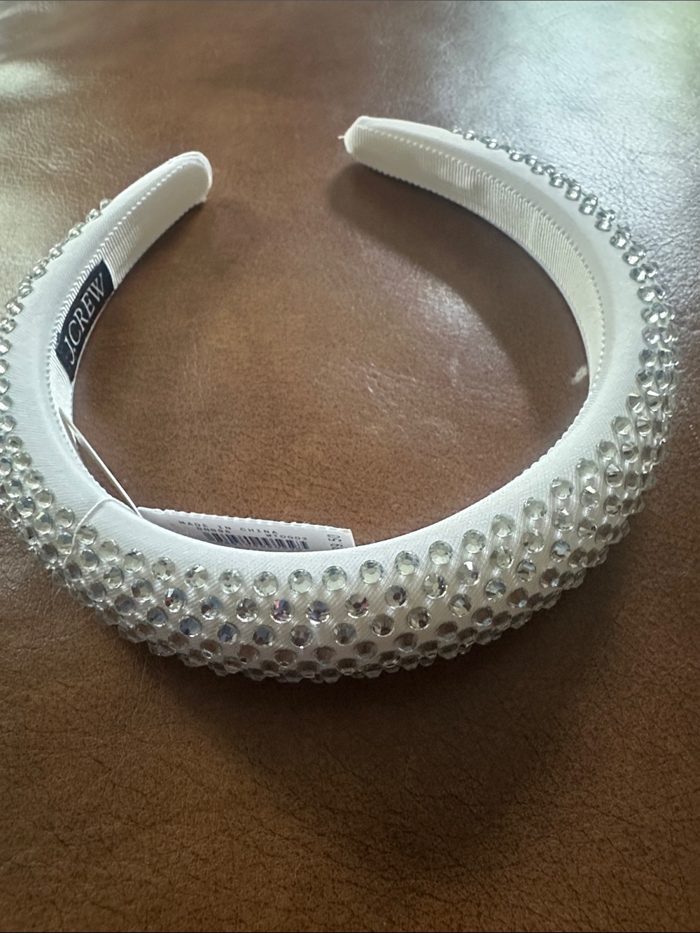 J. Crew White Crystal-Embellished Padded Headband